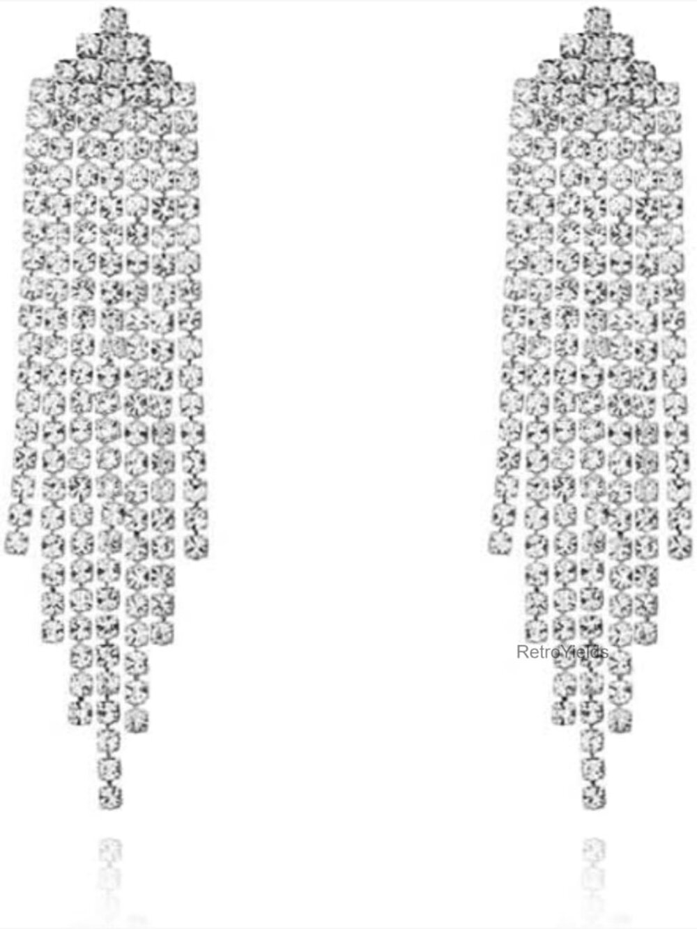 Silver Chandelier Dangle Earrings Sparkly Cubic Zirconia CZ Statement